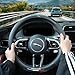 Carbon Fiber Leather Steering Wheel Cover Compatible with Jaguar F-PACE E-PACE XF XE XJ F-Type I-PACE, 14.5