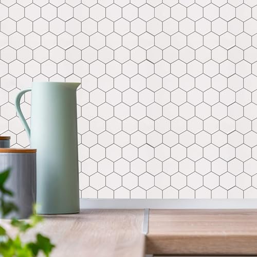 Image of DRONTER 3D Self-Adhesive Brick Wallpaper - PE Foam Wall Panels for Home, Bedroom, Living Room, and Cafe Decor | Easy Peel & Stick DIY Wall Stickers (White Black Line)