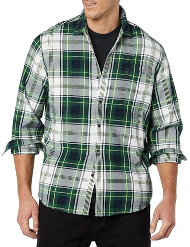 Image of Amazon Essentials Men's Regular Fit Long-Sleeve Flannel Shirt, Soft Brushed Cotton, Lightweight yet Warm