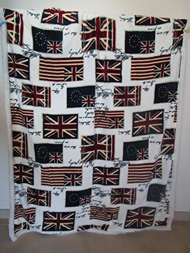 Pago Poco Plaid ou couverture Agnellé en microfibre très douce et chaude Motif drapeau anglais Dimensions 130 x 160 cm