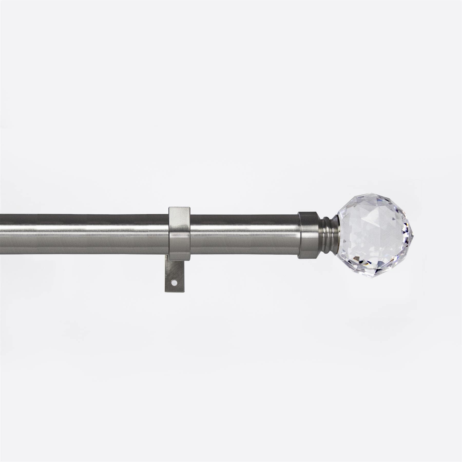 Metal Eyelet Extendable Curtain Pole 25/28 210-400cm Brushed Chrome Crystal