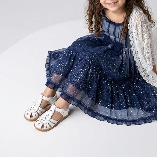 Image of THEE BRON Toddler Girls Closed-Toe Sandals Sweet Retro Cutout Summer Dress Shoes