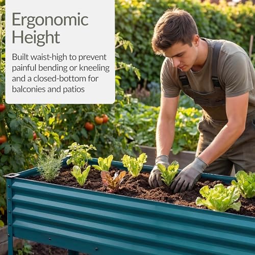 Image of Best Choice Products 48x24x30in Galvanized Raised Garden Bed, Metal Elevated Planter Box, Vegetable Garden for Backyard, Patio, Balcony, 100% Non Toxic Materials - Peacock Blue
