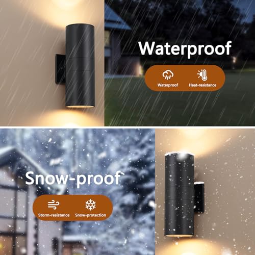Nigaut 11.8" Outdoor Wall Lights 4 Pack, IP65 Waterproof Anti-Rust Aluminum Up and Down Lights Outdoor for House Garden Porch Exterior Lighting Fixtures, E26 Base
