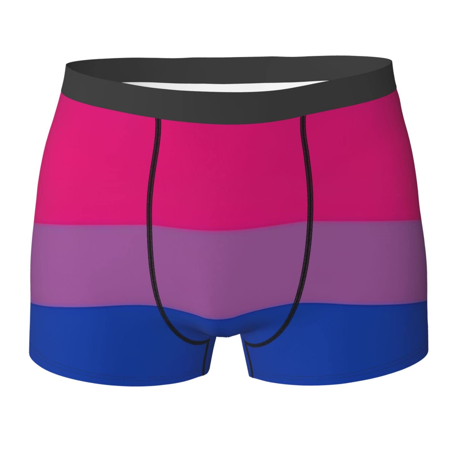 Aooedm Men's As Pic Bisexual Pride Flag Underwear Breathable Boxer Briefs Soft Shorts Comfortable Printed Underwear