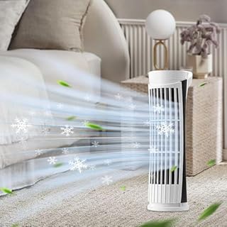 Bladeless Tower Fan with Powerful Airflow, Standing Fan that Blows Cold Air for Home,Electric Standing Air Circulator With LED Lights USB Powered Safe Design for Office Home Table Bedroom (White)