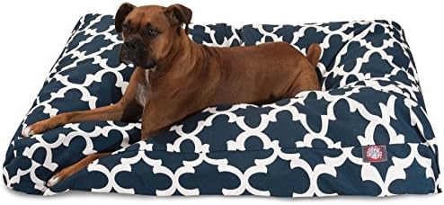 Navy Trellis Extra Large Rectangle Indoor Outdoor Pet Dog Bed With Removable Washable Cover By Majestic Pet Products