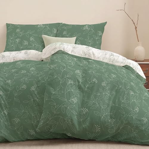 Dreamzie - 2-teiliges Bettwäsche Set 135x200 cm – Salbeigrünes...