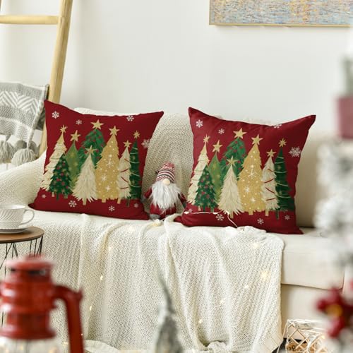 Housse de coussin verte et dorée Noël 45x45 cm | Lot de 2