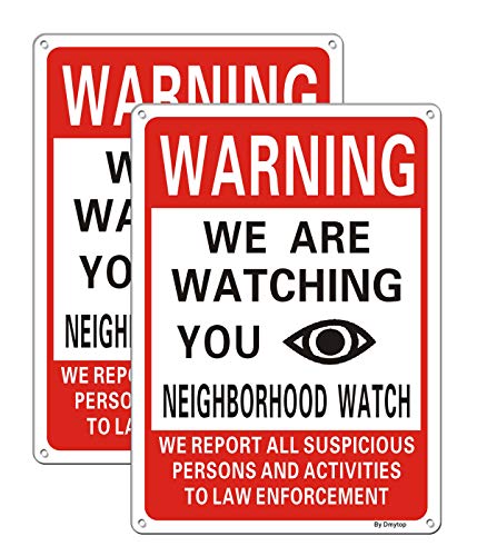 2 Pack We Are Watching You Waring Sign, Neighborhood Watch Sign No Trespassing Warning for House, 10 x 7 Inches Rust Free Aluminum, Weather/Fade Resistant, Easy Mounting, Durable Ink