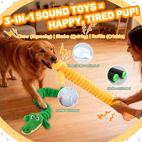 LECHONG 2-Pack 40” Extra-Long Squeaky Dog Toys for Large Dogs, Soft Chew Plush Stuffed Animal Dogs Toy, Interactive Tug-of-War Dog Toys for All Dogs to Keep Them Busy - Image 4
