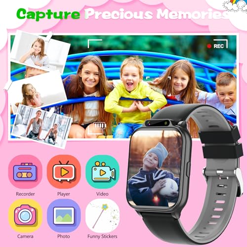 Image of 1.85 inch Kids Watch, AI(Translation /Q&A /Watch Face /Image Recognition)Smartwatches with Heart Rate,Sleep Monitor,Video Music Pedometer,NO APP /Phone, Gifts for 3-12 Years old Boys Girls(Built-in AI, Black)