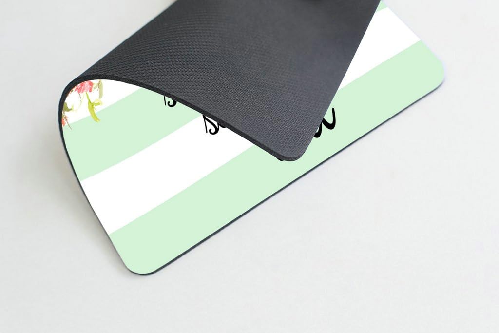 Smooffly Gaming Mouse Pad Custom,She Believed She Could Mint Stripe Mouse Pad - Neoprene Inspirational Quote Mousepad