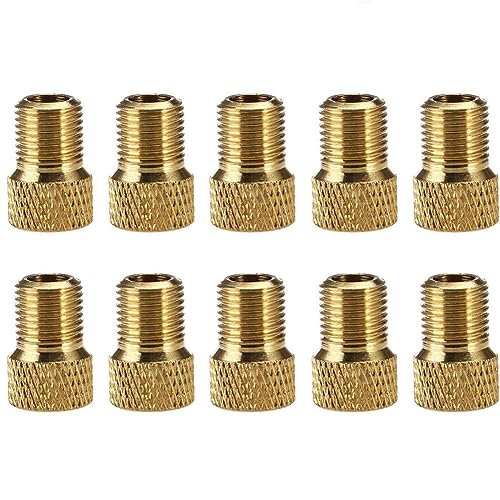 Leheybia 10 Pack Brass Presta Valve Adapter, Presta Valve Adapter, Convert Presta to Schrader for Bikes, Bike Valve Adapter Presta for Inflate Tire Using Standard Pump Or Air Compressor