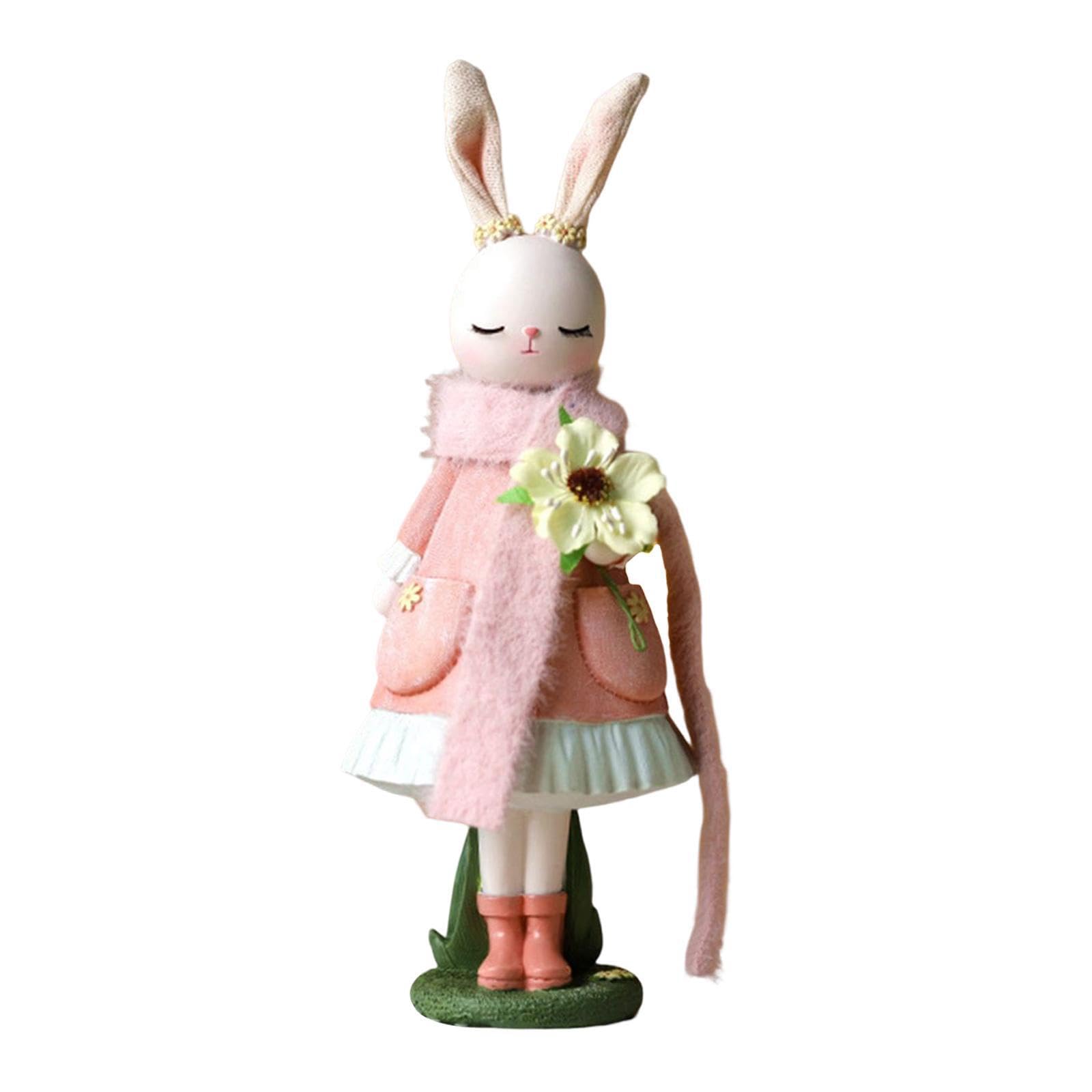 PIXZCSA Rabbit Figurine Statue Home Decor Lifelike Bunny Sculpture For Modern Homes Bookshelf Bunny Sculpture Easter Decorative