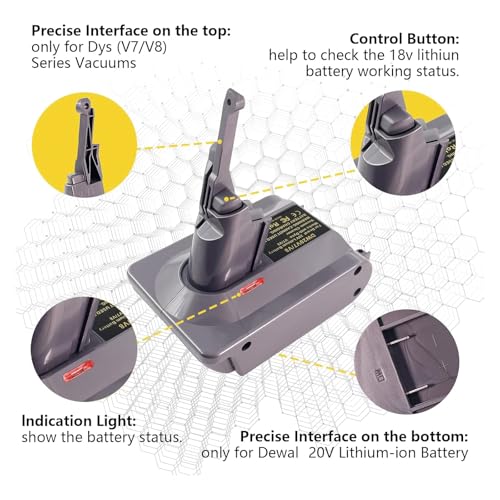 Image of for Dyson V7 Battery Adapter for Dewalt 20V Battery Convert to for Dyson SV11 V7 Animal Cordless Stick Vacuum Cleaner Handheld Vacuum Converter (only DW20V7 Adapter)