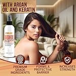 Moroccan Argan Oil Heat Protectant Spray for Hair - Leave In Thermal Guard against Flat Iron, Straightener and Blow Dry Damage - Hydrating Anti Frizz Control for Straight, Black and Curly Locks - Image 3