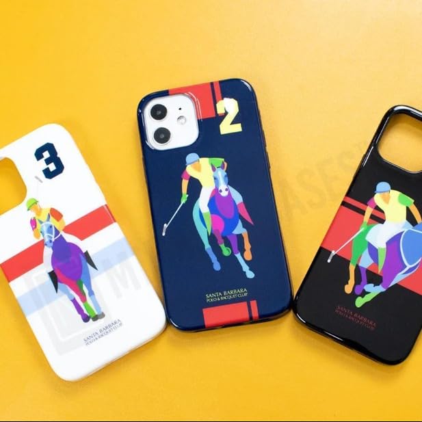 Image of MILLION CASES Back Cover Case for iPhone 12 Mini Shockproof Protective Santa Barbara Polo Racquet Jockey Case for Men & Boys(Black)