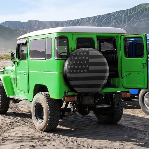 Image of 16 Inch Thickening Spare Tire Cover with American USA Flag Waterproof Dustproof PU Leather Tough Tire Wheel Cover Fit for Jeep Wrangler RV SUV Truck Travel Trailer (for Diameter 29 inch - 31 inch)