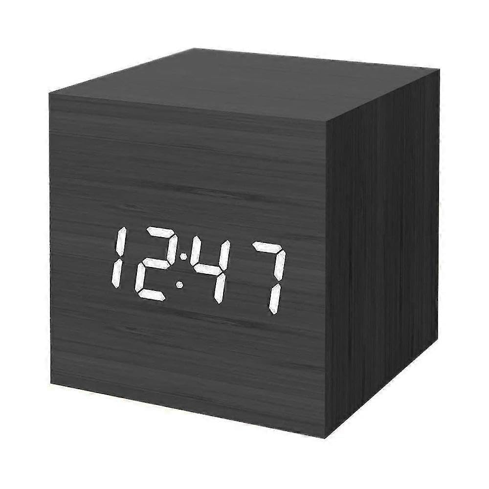 JOYHAPPST Luminous smart led wooden clock student gift electronic clock square multi-function alarm clock