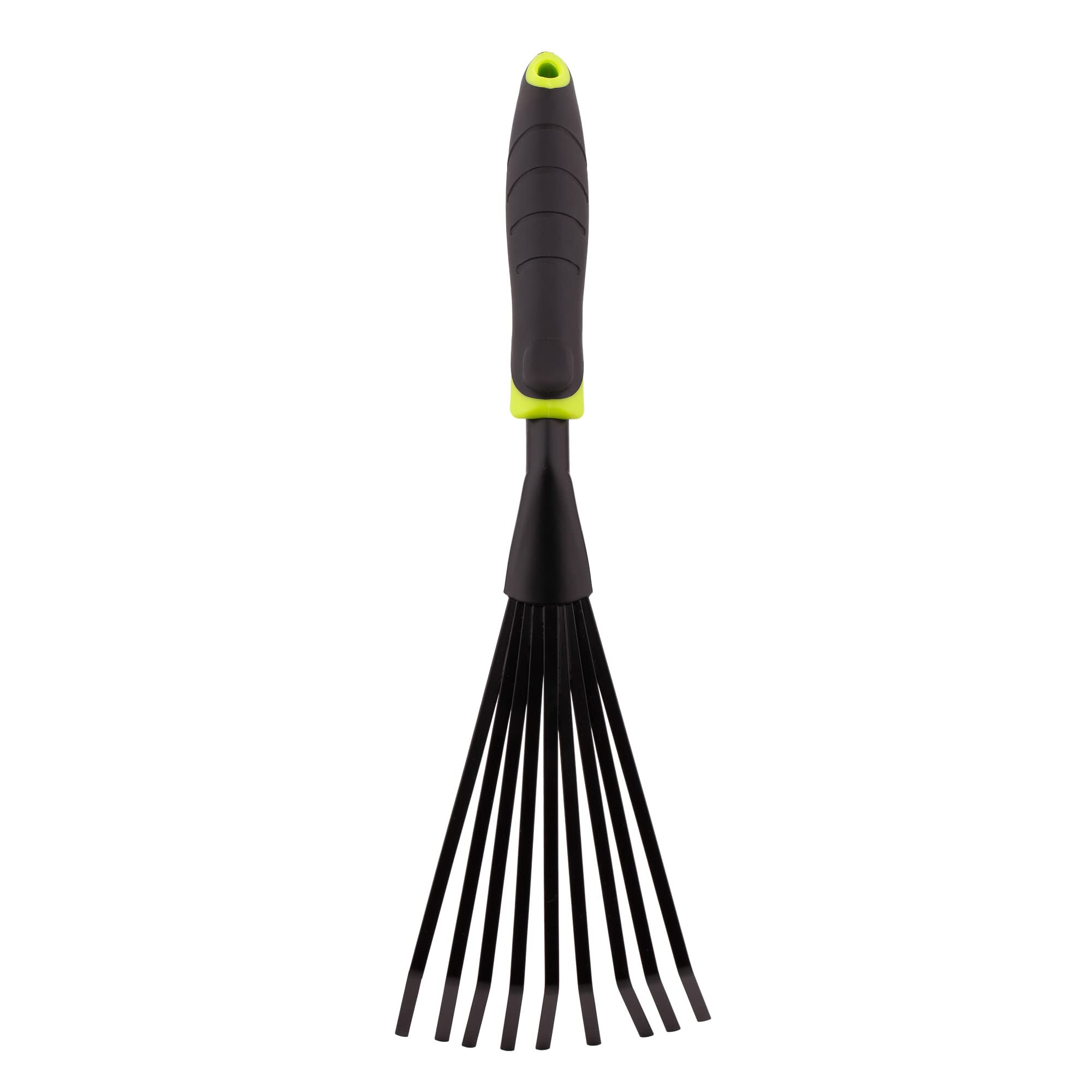 Mivos Rastrello a Mano Piccolo con 9 Denti Flessibili – Rastrellino a Ventaglio da Giardino per Foglie e per la Pulizia – Scopa per Prato in Acciaio – Larghezza 12 cm