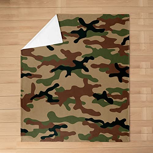Jejeloiu Camo Fleece Throw Blanket Kids,Army Camouflage Fuzzy Blanket For Bed Sofa Couch,All Season Green Brown Bed Blanket Breathable Plush Blanket Room Decor 40"X50" #TOP2