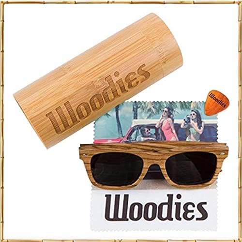 Woodies Polarized All-Wood Zebra Wood Sunglasses for Men and Women | Dark Lenses and Real Wooden Frame | 100% UVA/UVB Ray Protection - Image 3