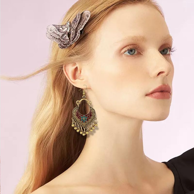 Vintage Boho Statement Drop Dangle Earrings for Women Bohemian Ethnic Handmade Beaded Charms Earring Bohemian Retro Chandelier Tassel Earrings Mexico Gypsy Jewelry Gift2