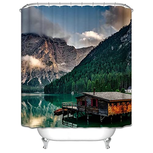 Rideau de douche vert 180x200cm en polyester anti moisissure - 3