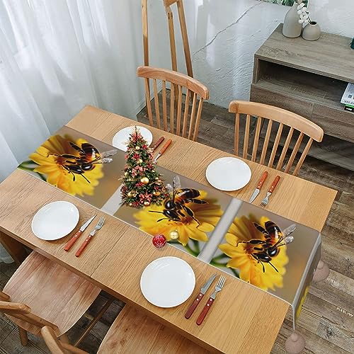 Chemin de table rustique abeille fleur pour sublimer une table de cuisine vide