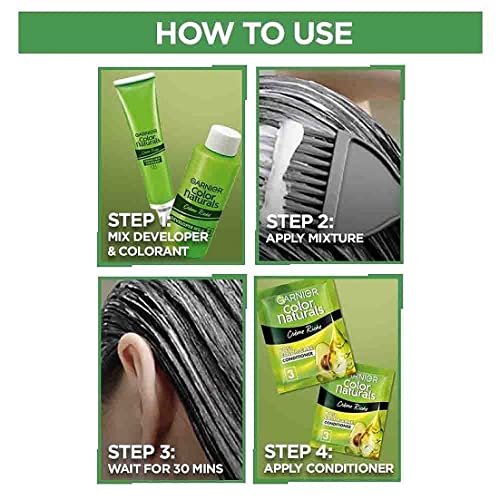 Image of Garnier, Hair Colouring Creme, Long-lasting Colour, Smoothness & Shine, Color Naturals, Shade: 1 Natural Black, 70ml + 60g (Pack of 2)