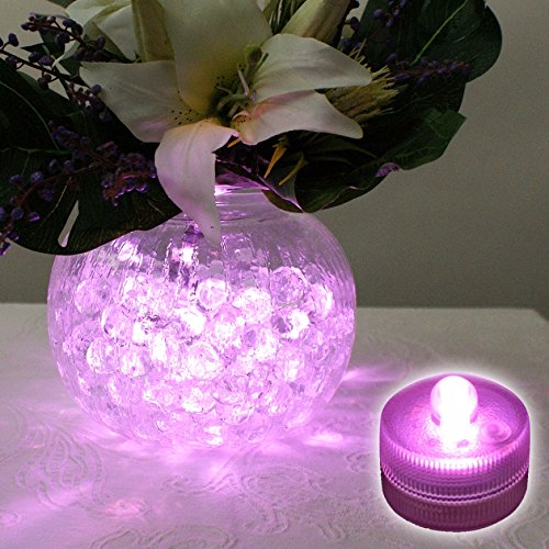 Image of KITOSUN Submersible LED Lights cr2032 Battery Powered Underwater Waterproof LED Tea Light Candles for Events Wedding Centerpieces Vase Floral Xmas Holidays Home Decor Lighting(Pack of 12) (Pink)