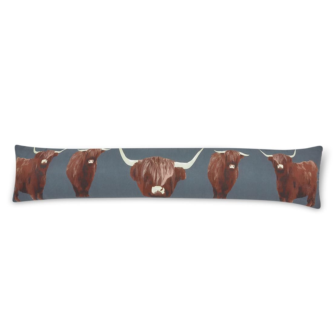 Highland Cow Draught Excluder – 87x18x15cm Door Draft Stopper – Soft Polyester Cotton with Hollowfibre Filling – Removable Zipped Cover – Animal Print Draught Blocker – Home Insulation