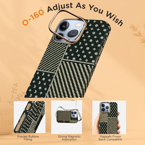 Image of AIBEX Aramid Fiber Mag-Saf Case Compatible for iPhone 14 Pro Max | Slim Protective Back Cover with Built-in Magnets | Wireless Charging Support | Camera Ring Stand | Shockproof with Air Guard Corners