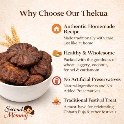 Image of Second Mommy Gud Thekua (500g) - Traditional Bihari Jaggery Cookies | Homemade Chhath Prasad | No Maida, No Dalda, No Preservatives