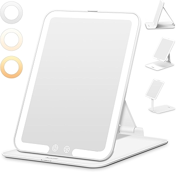 Auxmir 可充电便携化妆镜，三种颜色调节，触控桌面LED镜子