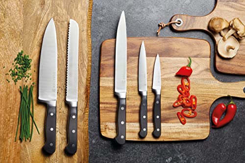 Sabatier Edgekeeper Knife and Acacia Wood Block Set, Self-Sharpening Knives, Set Includes Chef, Carving, Utility & Paring Knives, 16cm x 23.5cm x 22cm, Grey - Image 5