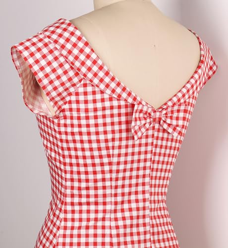 YARN & INK Women's 1950s Vintage Pinup Tops Back Bow Tie Cute Rockabilly Work Formal Shirt, Casual Blouse for Women4