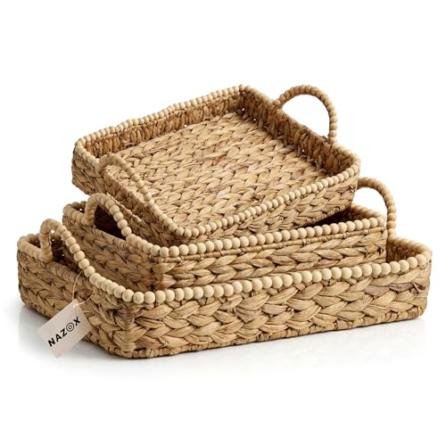 NAZOX Handwoven Water Hyacinth Storage Baskets for Toilet, Living Room,