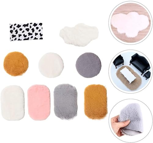 Miniatura 9 de Alfombra rosa 9 piezas de alfombra en miniatura, accesorios para casa de muñecas, alfombras tejidas vintage, mini manta de bienvenida para casa de