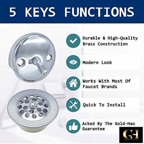 Gold-Hao-The-Bathroom Trip Lever Bathtub Drain And Overflow Faceplate Trim Kit With Screws (Chrome) #TOP1