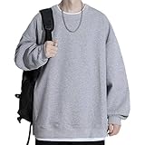[ｂｌｕｅｆｅｅｌ] 秋服 メンズ トレーナー 丸首 長袖 おしゃれ レイヤード 無地 パーカー オーバーサイズ トップス 柔らかい肌触り 長袖tシャツ カジュアル 耐摩耗 ゆったり 人気 ストリート系 普段履き Light Gray-4XL