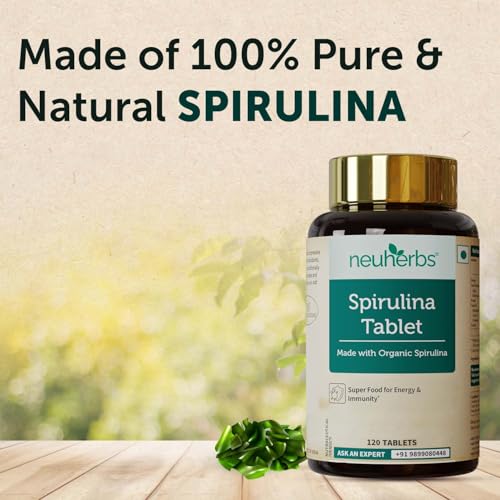 Image of Neuherbs Spirulina 1000mg Per Serving - 120 Tablets | Boost Energy, Immunity & Metabolism | Supports Weight Management |