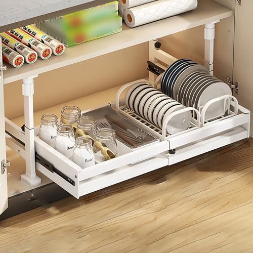 Pull Out Kitchen Cabinet Organizers, Sliding Drawers for Easy Access, No Drill Installation Required, Space Saving Solution for Cupboards