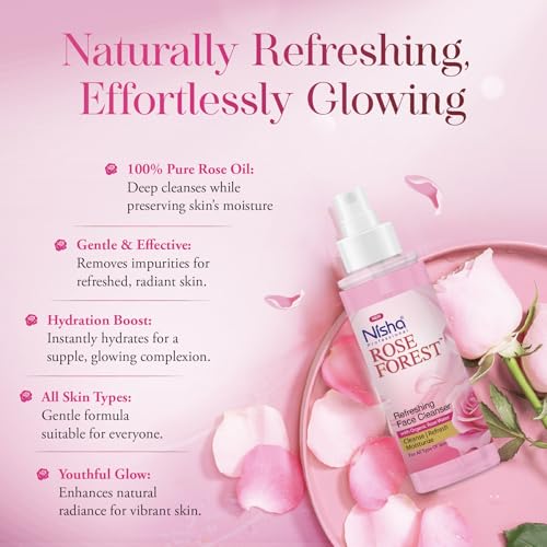 Image of Nisha Professional Refreshing Face Cleanser With Organic Rose Water 120ml | Gulab Jal Cleansing Water For All Skin Types | For Women & Men | Alcohal Free | Cleanse, Refresh & Moisturize