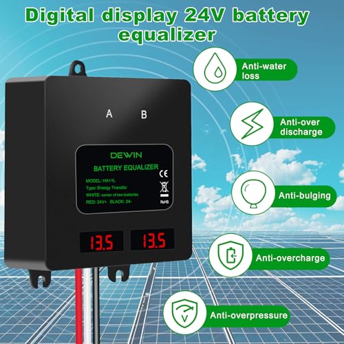Wattive Batterie Balancer 24V, Batterie Equalizer 2x12V Batteria Equalizer Ausgleicher IP67 Solarladesystem Battery Balancer Für Blei Säure Lithium Ionen Lithium Eisen Phosphat