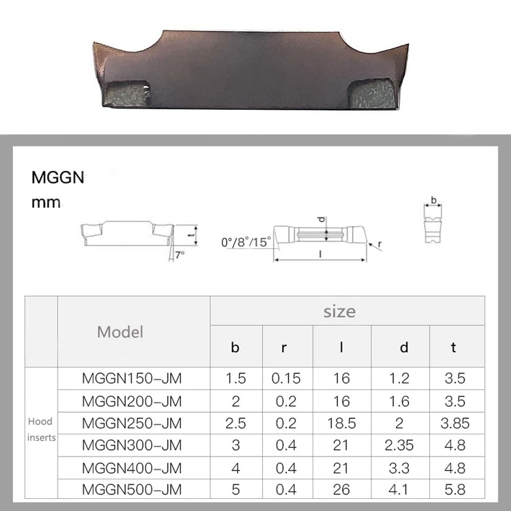 MGGN300 -JM Lot de 10 inserts en carbure de tungstène de 3 mm de large Inserts Grooving Cut-Off Inserts pour ponçage fin pour acier pour rainures MGEHR/MGIVR (MGGN300-JM LF60)