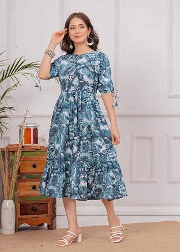 Image of Kuruti B Sheets Women's Cotton Floral Printed Regular Fit Anarkali Kurta for Women