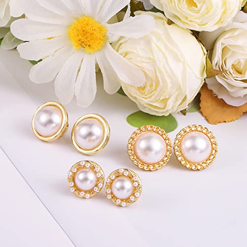 Gold Clip On Earrings 3 Pairs Clip On Stud Earrings Set Small Clip On Earrings Non Pierced 14K Gold Plated Simulated Earrings Dainty Earrings for Women4