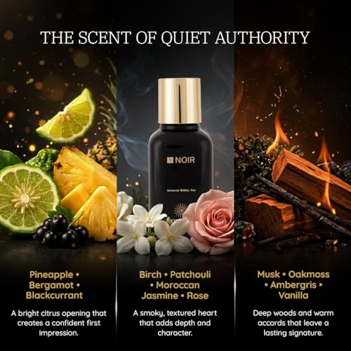 Image of NOIR Eau de Parfum for Men & Women | Smoky Woody Fragrance with Cedarwood & Birch | Long Lasting Perfume | 25% Oil Concentration | 70ml